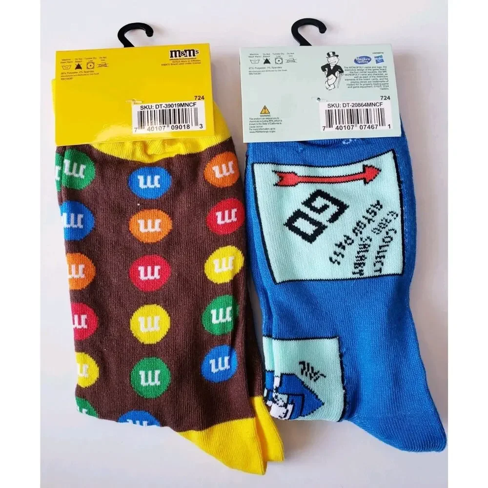 4 Mens Novelty Socks M&M's Hawaiian Punch Deadpool Monopoly Crew Socks Size 6-12